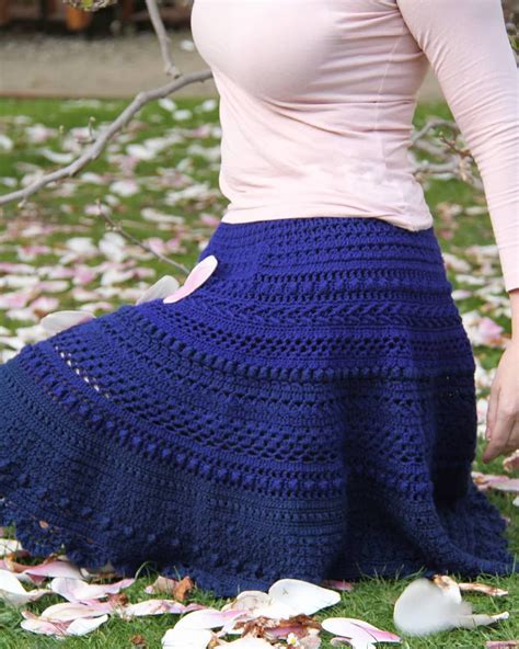 Crochet Pattern Boho Blues Skirt Size S M L Xl English