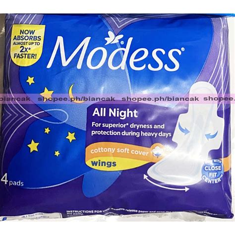 Modess All Night Feminine Pads With Wings Napkin 4 Pads Beauty