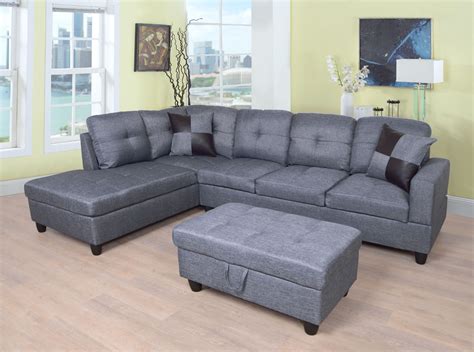 Raphael Sectional Sofa Left Facing With Ottoman Multiple Colors