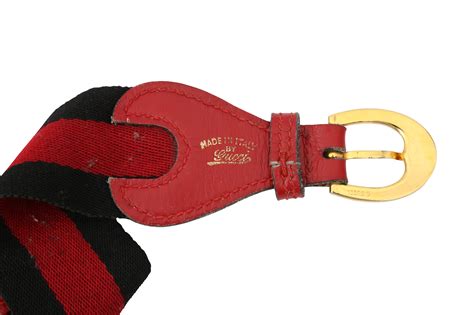 Lot 23 Gucci Red Horsebit Web Belt Size 71