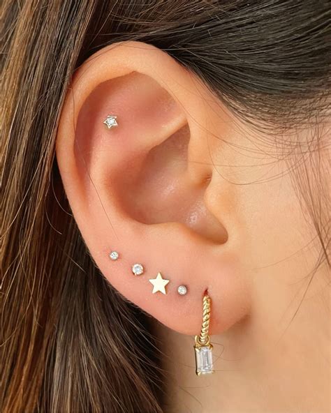 Gold Ear Piercing Jewellery In 2021 Earings Piercings Helix Piercing
