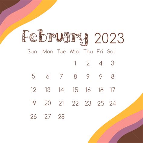 February 2023 Calendar Illustration Aesthetic Rustic Calendar 2023
