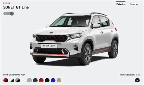 Kia Sonet Colours Tech And Gt Line Revealed On Website Total 20 Options