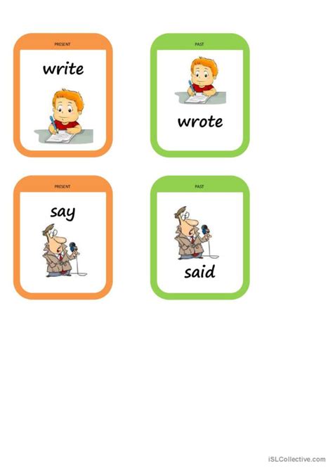 Memory Game Past Tense Cards English Esl Worksheets Pdf Doc