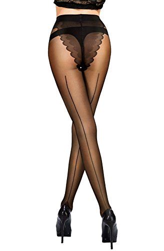 buy honenna sheer reinforced crotch pantyhose tights with back seam medium black online at