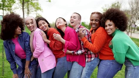 Diverse Multiracial Women Having Fun Outdoors Laughing Together A Group Of Women With Different