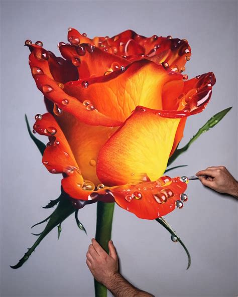 Hyperreal Oil Pastel Drawings Of Flowers Drenched In Honey