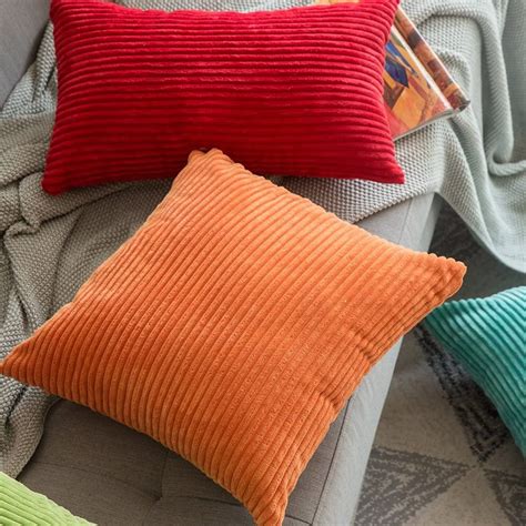 Pack Of 2 Corduroy Soft Solid Decorative Square Throw Pillow Covers