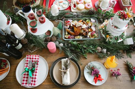 Delicious Christmas Dinner On Table With Dessert And Turkey · Free