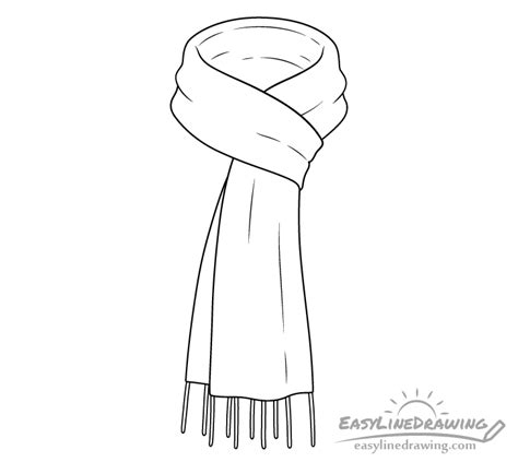 How To Draw A Scarf Step By Step Easylinedrawing