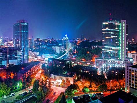 Kiev City Lights And Skyline At Night Beautiful Ukraine Travel