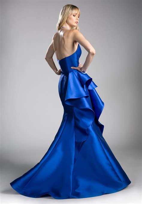 Cinderella Divine Js0402 Royal Blue Mermaid Strapless Prom Gown With Ruffles Discountdressshop