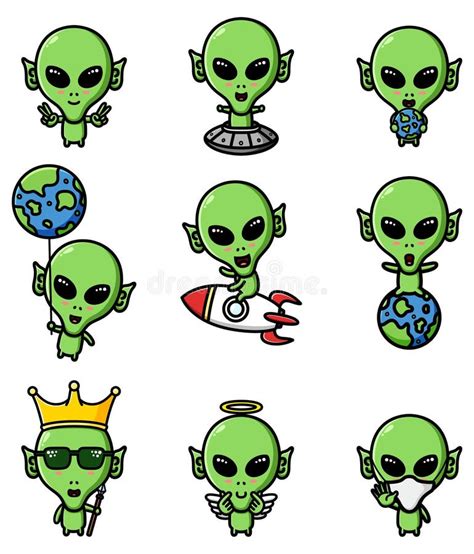 The Cool Alien Of The Mascot Bundle Set Stock Vector Illustration Of