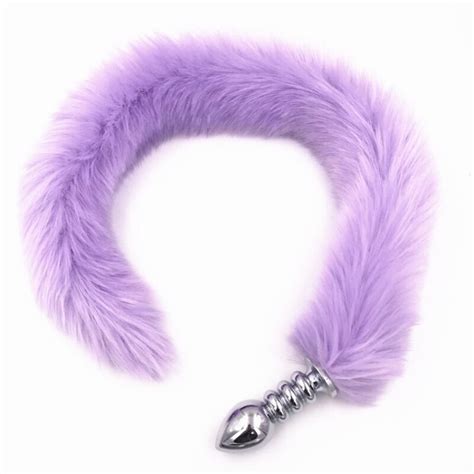 Sml Size Anal Plug Tails Stainless Steel Long Soft Purple Tail Anal