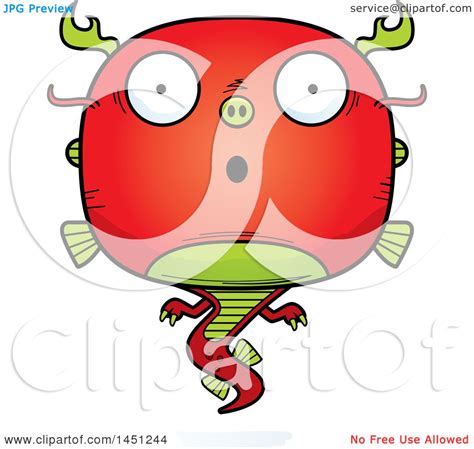 Clipart Graphic Of A Cartoon Surprised Chinese Dragon Character Mascot