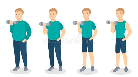 From Fat To Fit Stock Vector Illustration Of Male 114079535