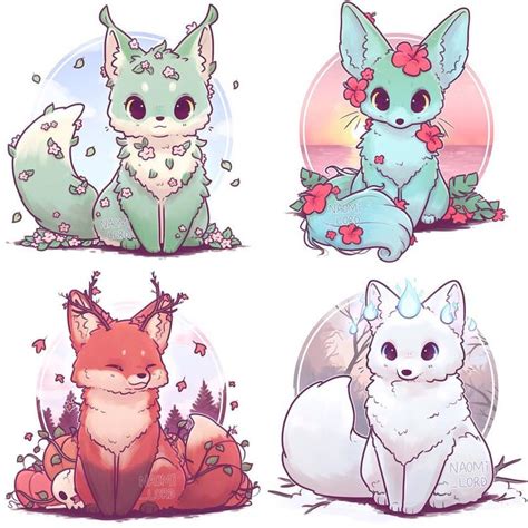 💕 ☀️ ️my Seasonal Foxes 🍁🌸 💕 Stickers And Prints Will Be Up In My Shop