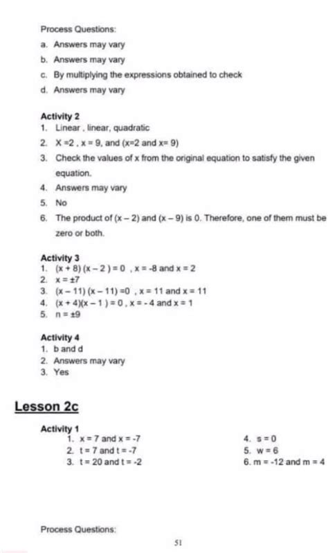 Mathematics Grade 9 Quarter 1 Week 2 Module 2 Answer Key Part 3