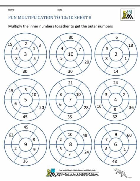 Fun Multiplication Worksheets to 10x10