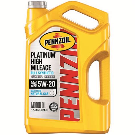 Pennzoil 5 Qt Sae 5w 20 Platinum Full Synthetic High Mileage Motor Oil