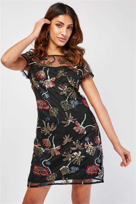 Flower Embroidered Tulle Overlay Dress Just 7