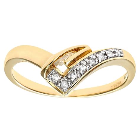 Sparkld 9ct Yellow Gold Fancy 0 05ct Diamond Wishbone Ring Gold Collection From Personal