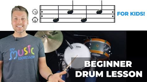 Easy First Drum Set Lesson For Kids Beginner Drum Beat Youtube