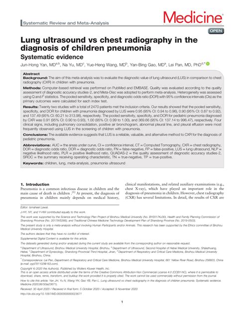 Pdf Lung Ultrasound Vs Chest Radiography In The Diagnosis Of Children