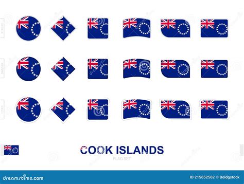 Cook Islands Flag Set Simple Flags Of Cook Islands With Three