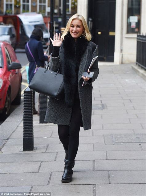 hello denise van outen showed she is completely prepared for winter as she wrapped up in