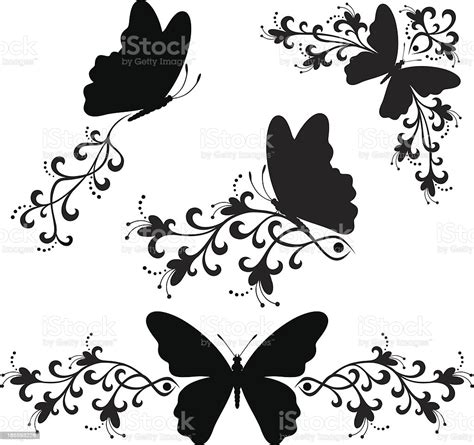 Black White Butterfly Silhouette Stock Vector Art And More Images Of