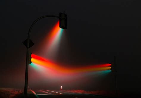 Neonfeel Nf Traffic Lights Glowing In A Foggy Night Artist Lucas