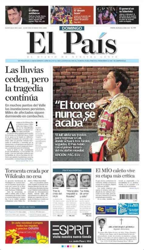 Periódico El País Cali Colombia Periódicos de Colombia Edición de
