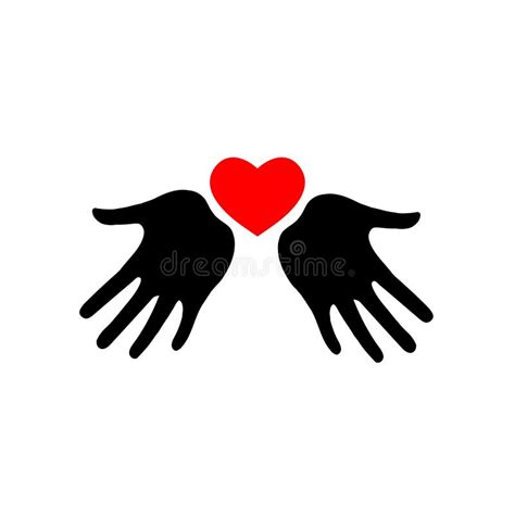 Heart Icon In Hands Vector Heart Icon On Palms Silhouette Stock