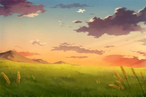 Premium Photo Afternoon Sunset Sky Clouds Anime Background Anime