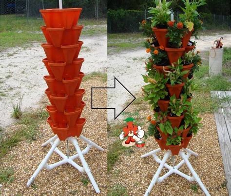 Diy Flower Towers Ideas The Green Tower For Flowers And Herbs Tiered