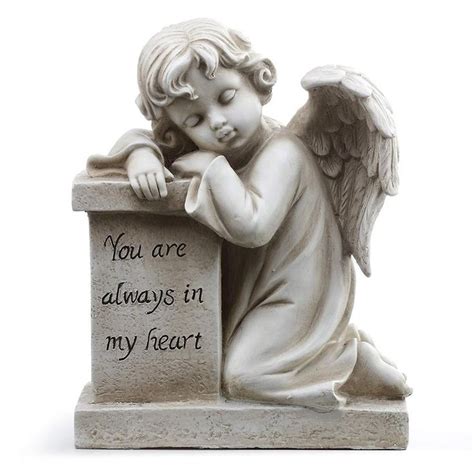 Garden Memorial Rock Grieving Little Angel Figurine Cemetery Grave