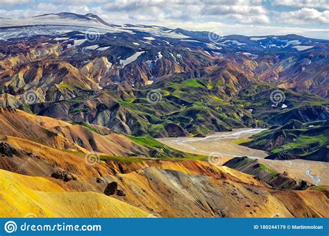 Landscape View Of Landmannalaugar Colorful Volcanic Mountains Iceland