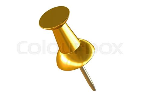 Gold Push Pin Closeup Isolated On White Stock Image Colourbox