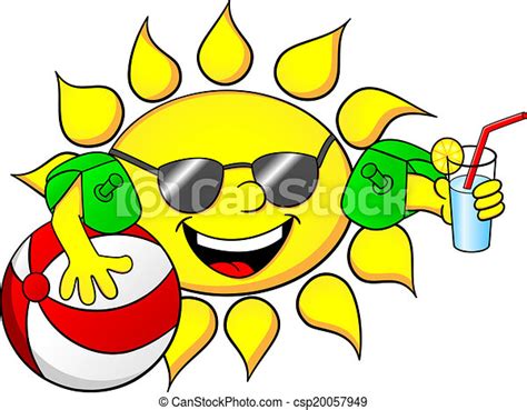 Sonne, urlaub, sommer. Sommer, vektor, urlaub, abbildung, sonne. | CanStock