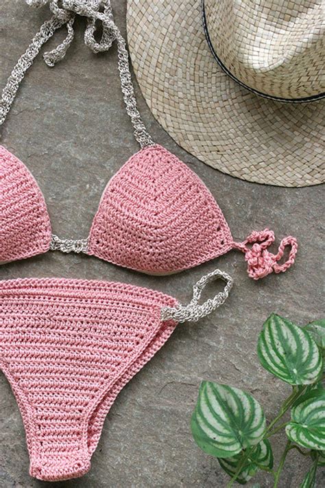 pink crochet micro bikini set my xxx hot girl