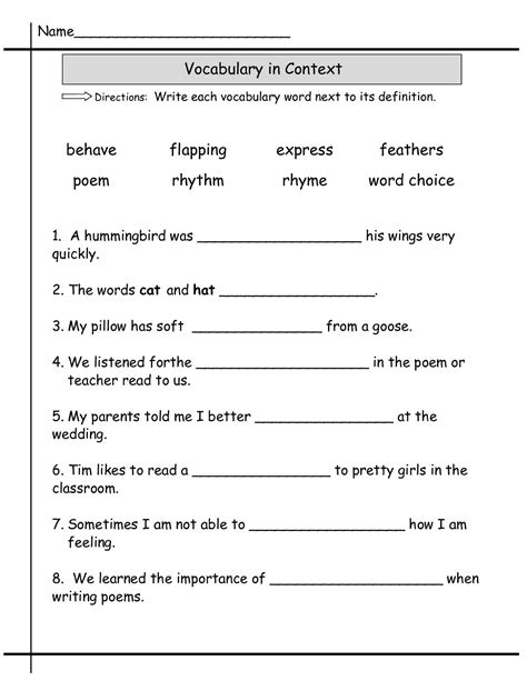 Second Grade Worksheets Learning Printable