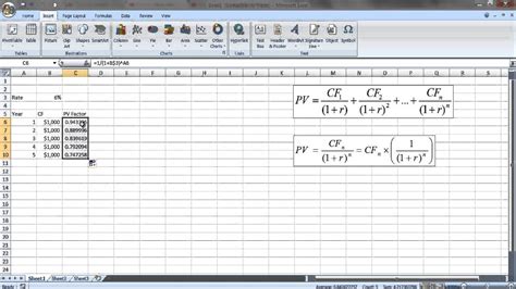 Present Value Multiple Cash Flows In Excel Youtube