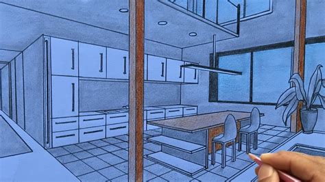 How To Draw A Kitchen In Two Point Perspective Step By Step Youtube