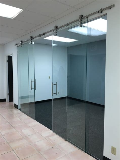 Laguna Barn Door Double Door Office Partition Allservices Frameless Glass Company