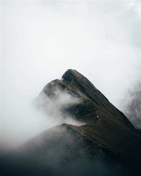 Mountains Peaks Fog Slope Clouds Hd Phone Wallpaper Peakpx