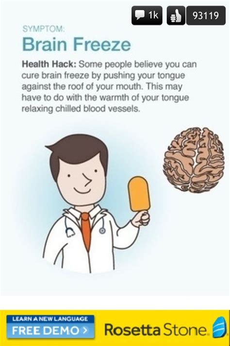 Brain freeze hack | Learn a new language, Health tips, Hacks