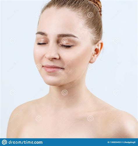 Beautiful Young Woman Smiling With Closed Eyes Stock Image Image Of