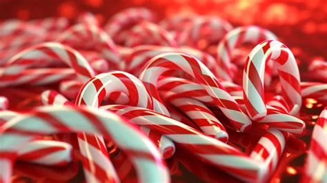 Christmas Background With Peppermint Candy Canes In 3d Render Perfect