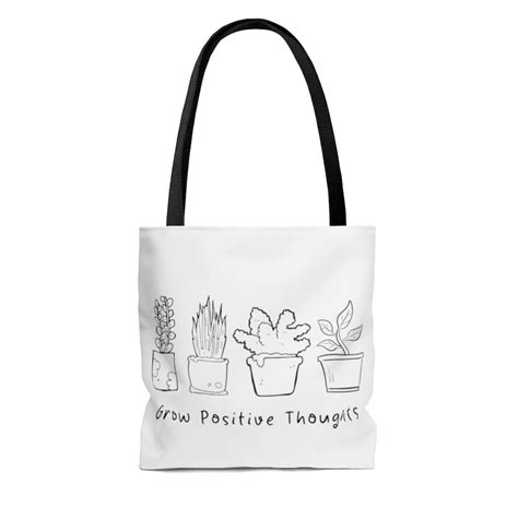 plant lover t canvas tote bag grow positive thoughts plant etsy